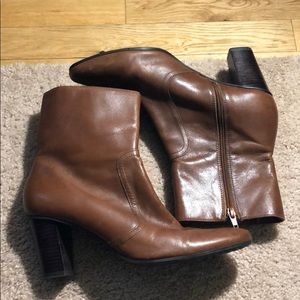 Bass Cognac Leather Booties